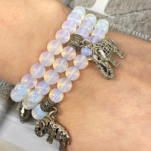 Opal Quartz beaded gemstone bracelet - Picture 5 of 5